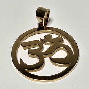 Gold OM Symbol Pendant Necklace - Women Jewelry